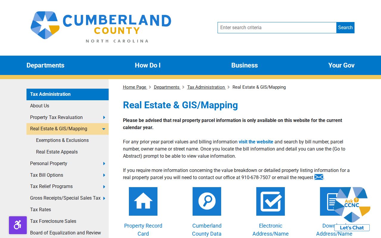 Cumberland County people search property records page