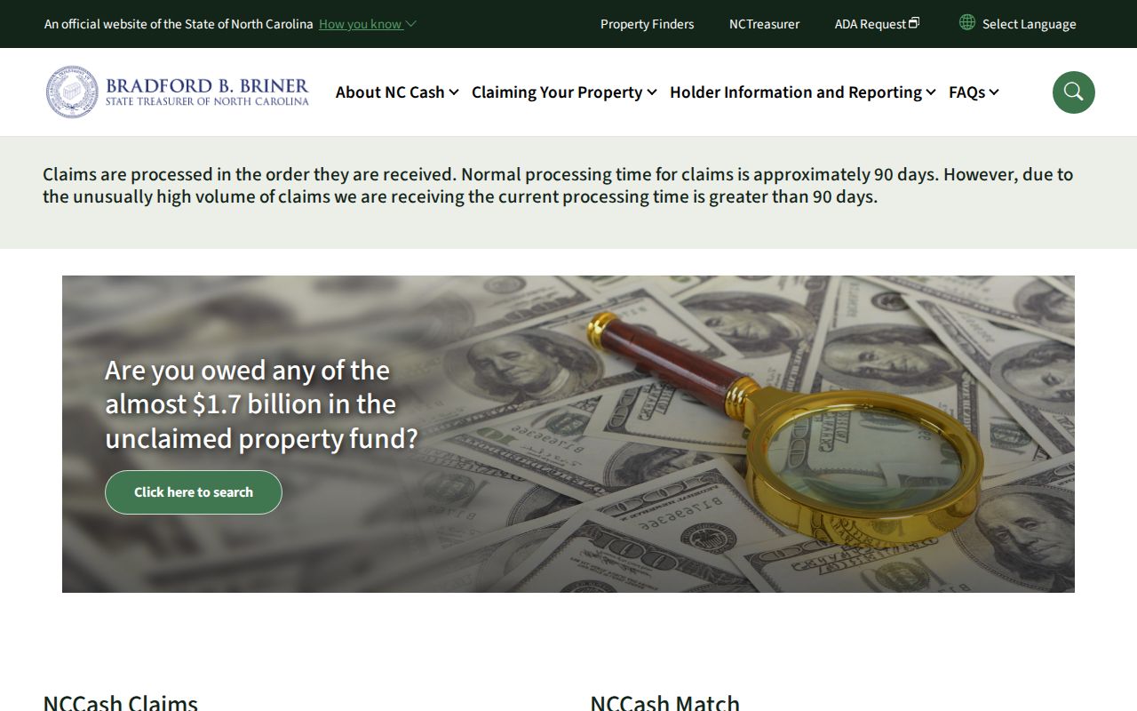 Cumberland County people directories image of the official NC Cash search