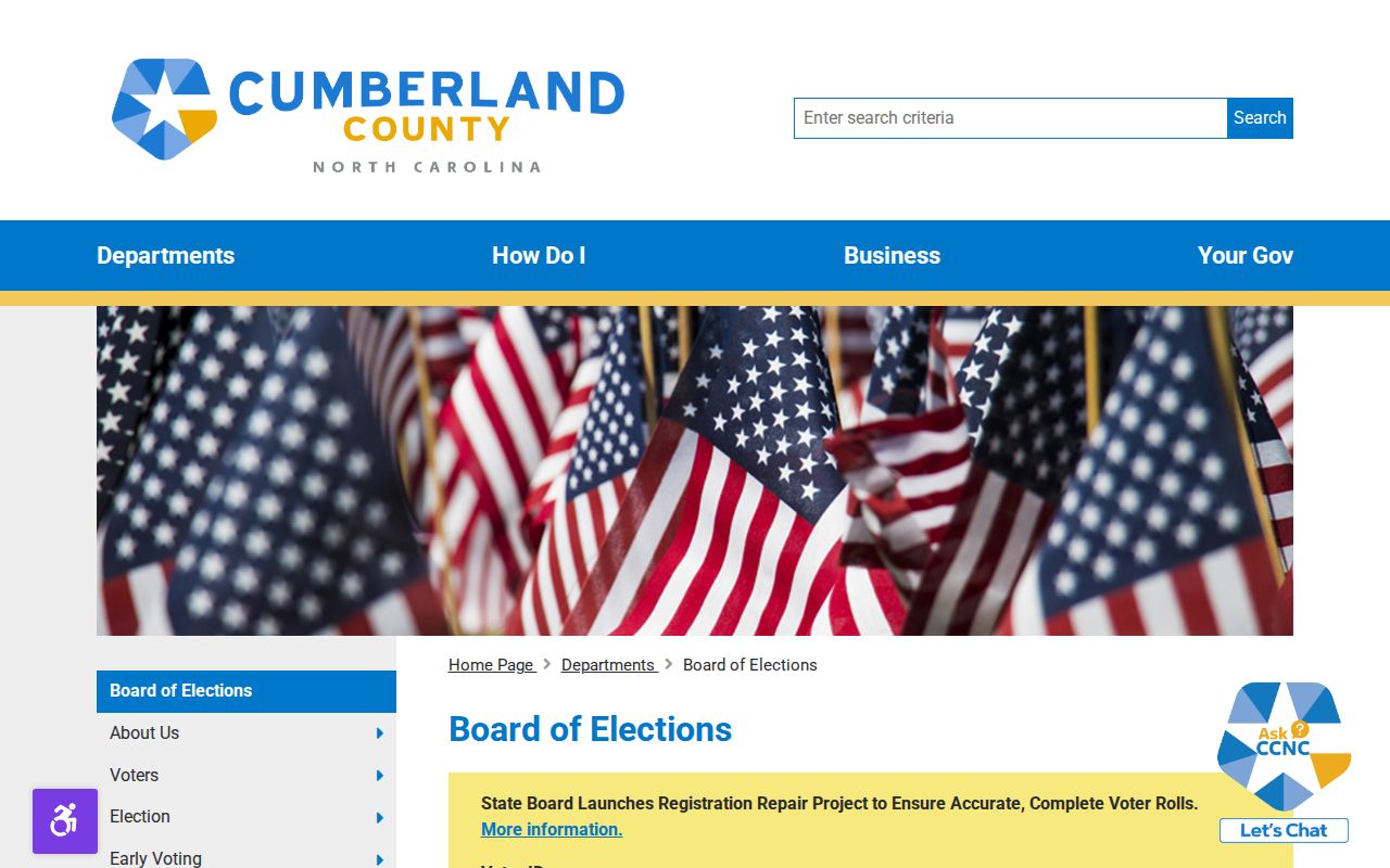 Cumberland County voter registration records and elections office services