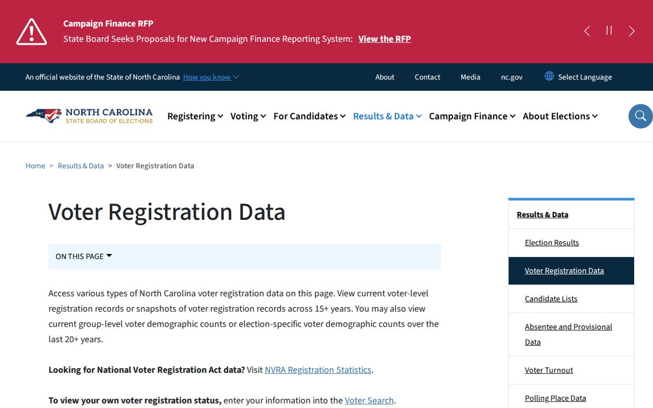 Cumberland County voter registration records file download page