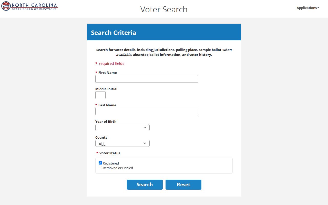 Cumberland County voter registration records search form